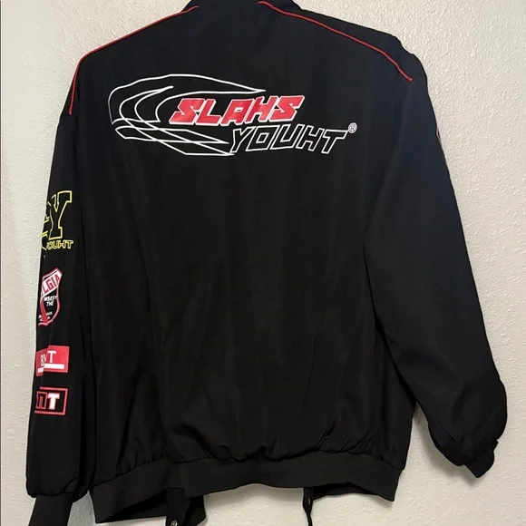 Black Racing Jacket with Patches - Picture 2 of 2